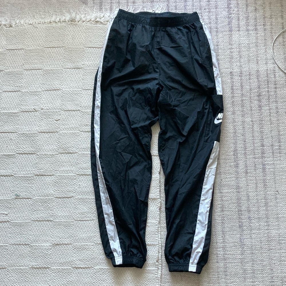 Nike Black and White Joggers with Sporty Stripe